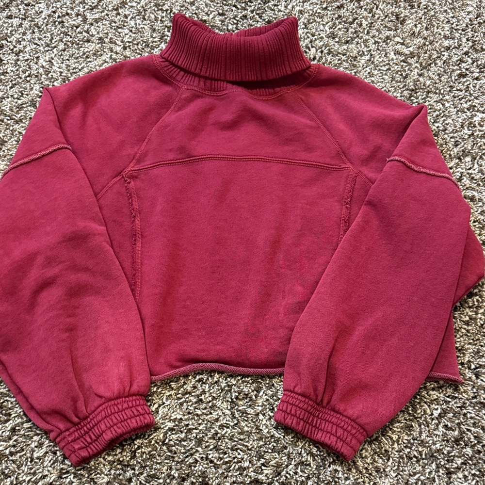 Aerie Burgundy Mock Neck Sweatshirt